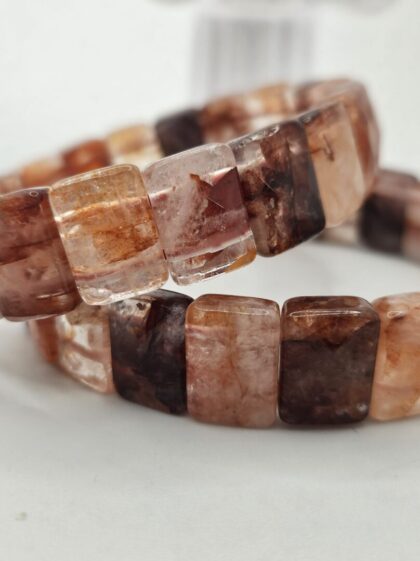 Fire Quartz / Hematoid plochý fasetovaný náramok